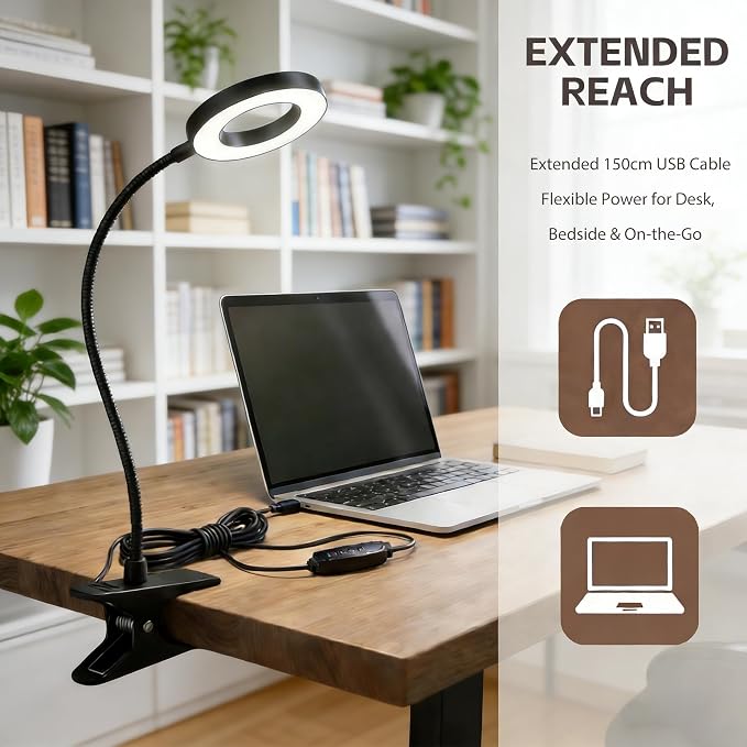 Sunny Power LED Clip On Book Light Eye-Care Bedside Reading Light - Image 6