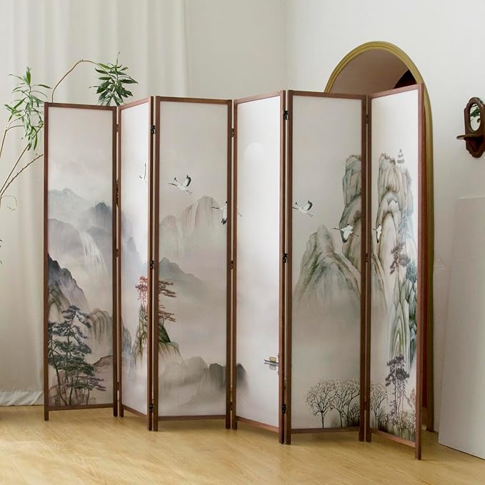 6 Panel Room Divider, 5.6 ft Tall Blackout Folding Privacy Screen - Image 3