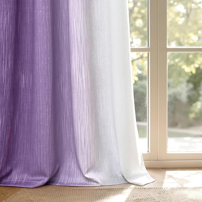 MIULEE Purple and Greyish White Ombre Blackout Curtains 52Wx72L Set of 2 | Full - Image 9