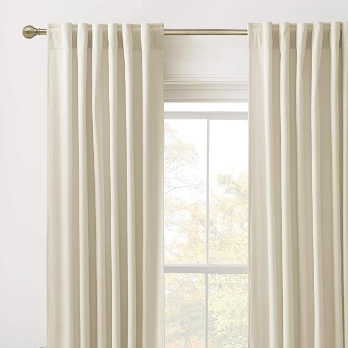 RYB HOME Beige Velvet Curtains 90 inches - Image 3
