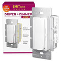 Dimmer Light Switch & 12V 120W Dimmable LED Driver 2 in 1, UL Listed Class 2 Single-Pole or 3-Way Slide Dimmer Switch for Led Lights,120VAC to 12VDC Power Supply for Low Voltage Project, Glossy White