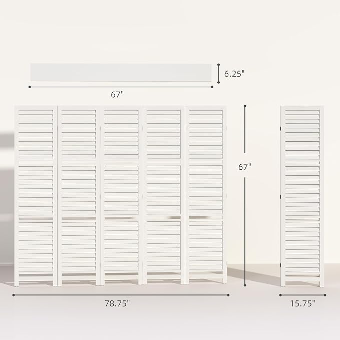 HOMCOM Room Divider with Shelves, 5 Panel, 3 Display Shelves, Folding Storage - Image 7