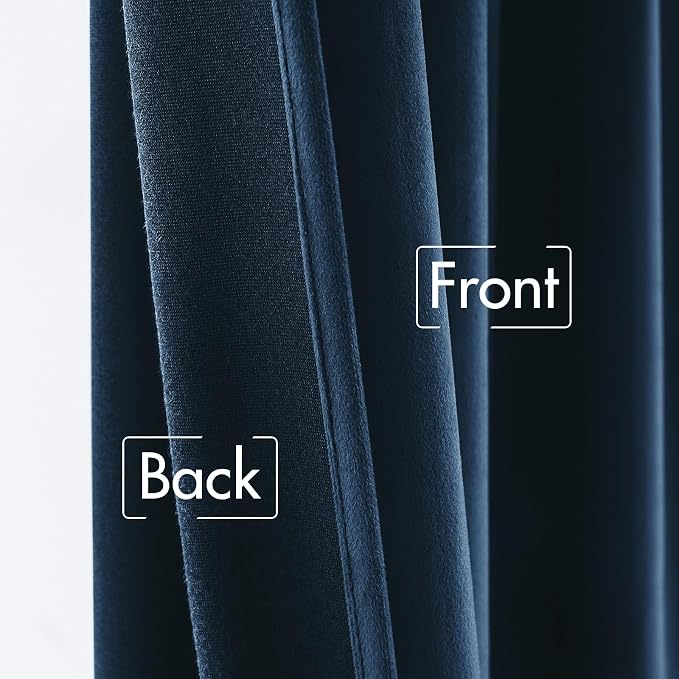 MIULEE Navy Blue Velvet Curtains 52x84 inches Luxury Blackout Curtains | - Image 6