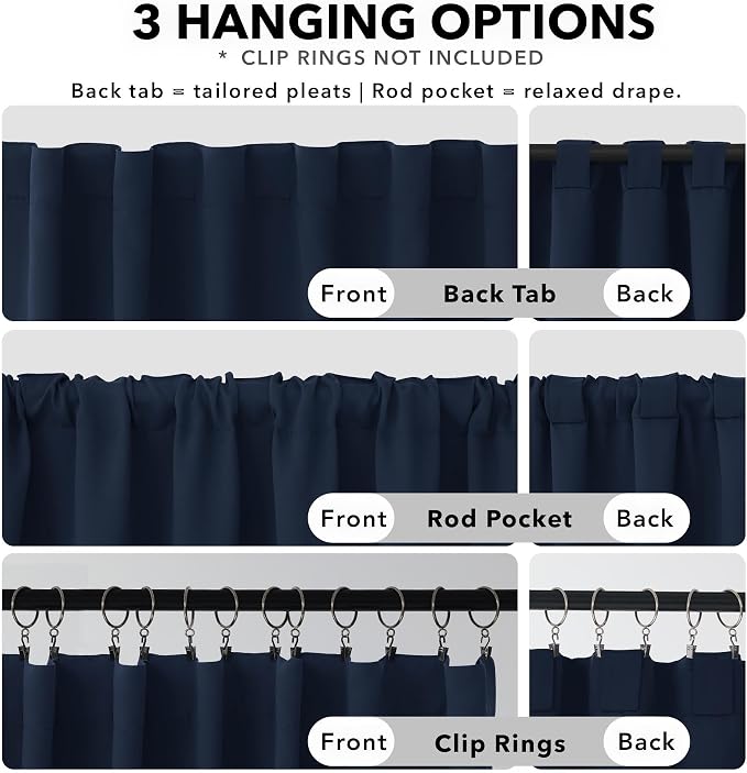 Deconovo Blackout Curtains for Bedroom, Living Room Curtains 72 Inches Long | - Image 2