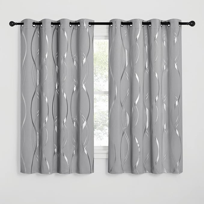 NICETOWN Wave Line Print Blackout Curtains 63 inch Length, Thermal Insulated - Image 2