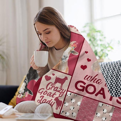 Goat Blanket Just A Girl Who Loves Goats Sheep Lamb Print Throw Blankets for Sofa Stuff Decor Soft Cozy Fleece Plush Flannel Gifts for Baby Kids Women Adults Lover 50"x60"