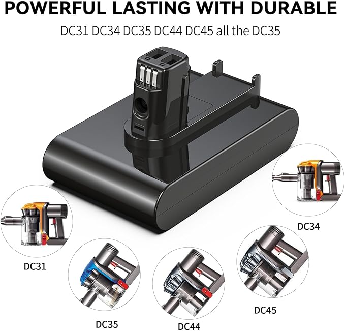 Morpilot 22.2V 6500mAh Upgrade Replacement Battery for DC35, Compatible with DC31 DC34 DC35 DC44 DC45 917083-01 Handheld Vacuum Cleaner, Includes 2 Filters(Not Applicable to Type B)