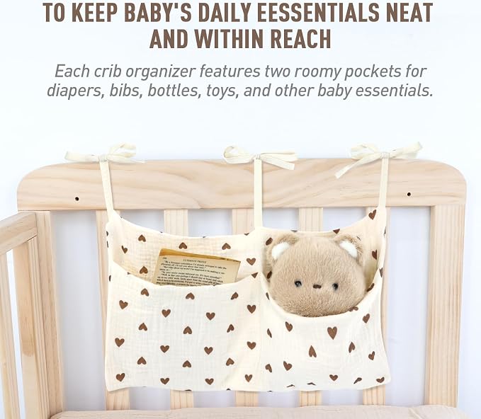 Cinaci 2pcs Cotton Pram Stroller Caddy Baby Crib Hanging Organizers Storage - Image 4
