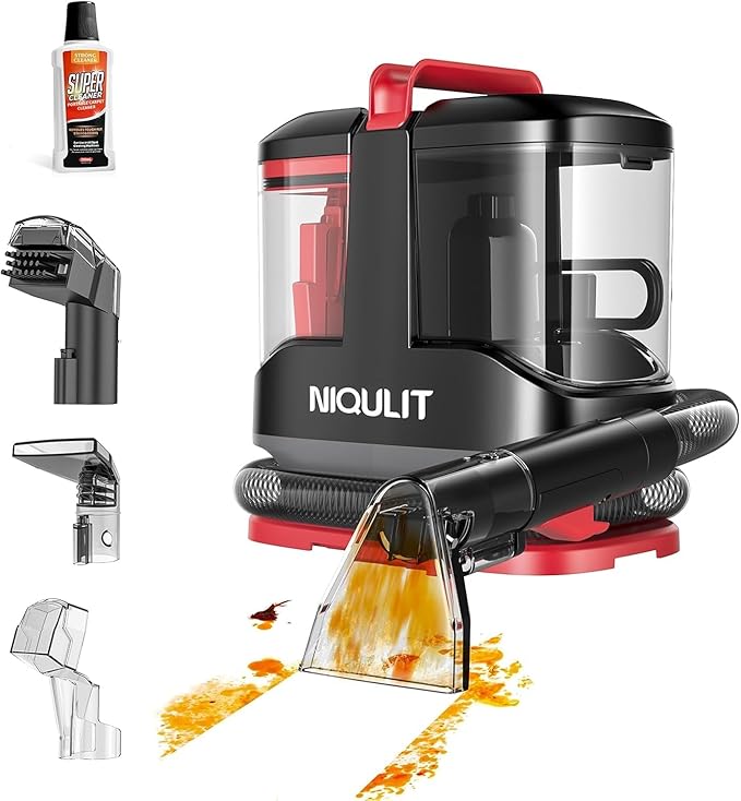 Portable Handheld Upholstery Spot Cleaner Machine, 15Kpa Deep Carpet Cleaner for Pets, Sofa, Couches, Area Rugs and Car, Furniture Cleaner Machine with Versatile Tools & Self-Cleaning System