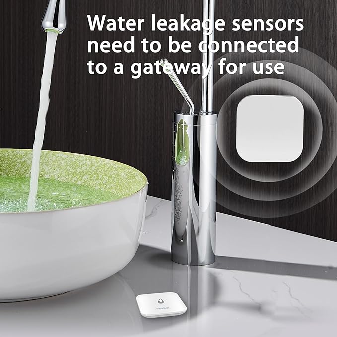 Easebloom Water Leak Detector for Home - Hub & Mini Water Leak Sensor 4-Pack,App Notifications,Sensors for Kitchen/Bathroom,Smart Water Leak Sensor