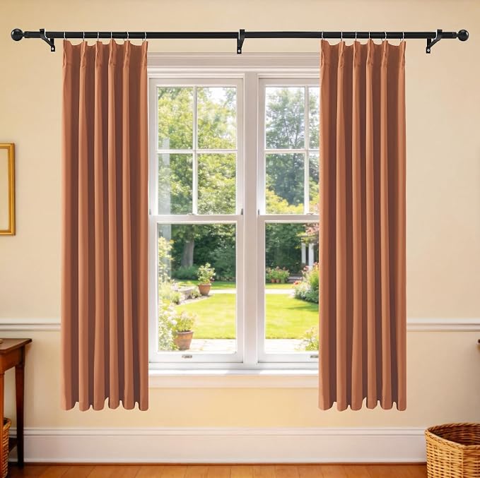 Etherealveil Terracotta Pinch Pleated Blackout Curtains 2 Panels 40"x72" | Back - Image 2