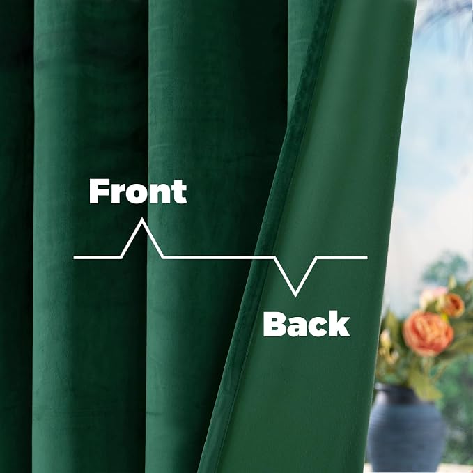 BGment Velvet Blackout Curtains, 2 Panels, 52 x 90 Inch, Emerald Green | Luxury - Image 4