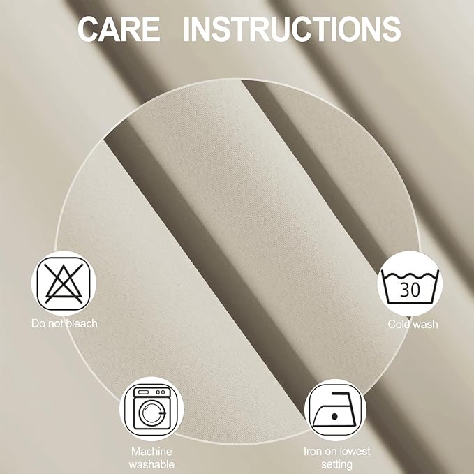Light Beige Blackout Curtains 34 x 54 Inch Length/Set of 2 Curtain - Image 4