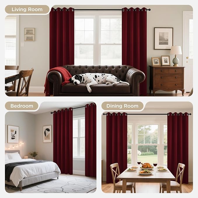 Joydeco Blackout Curtains for Bedroom 54 Inch Drapes 2 Panels Burgundy | - Image 8