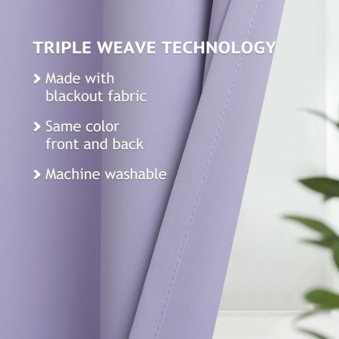 COSVIYA Grommet Room Darkening Lilac Curtains 84 inch Long - Image 3