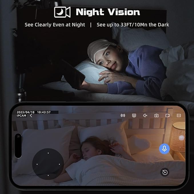 GBIUT Indoor Security Camera, Indoor Camera for Home Security, WiFi Home Camera with 360° Pan Tilt, AI Motion Detection, Two-Way Audio, Night Vision for Baby, Pet, Elderly Monitoring