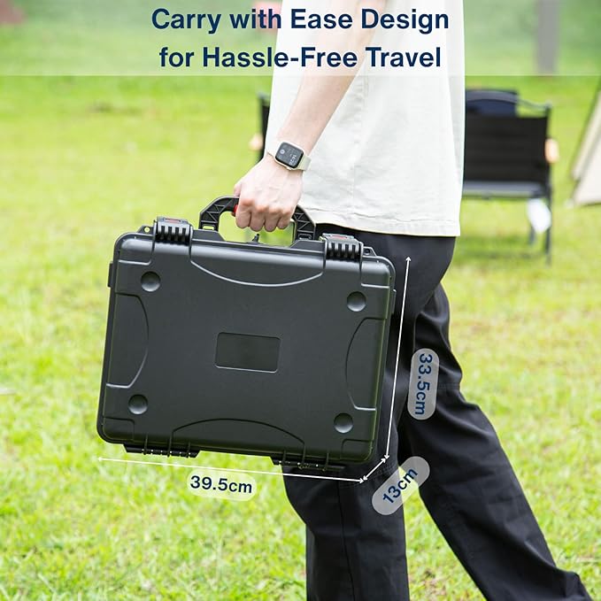 IP67 Waterproof Storage Case for Starlink Mini with Waterproof DC Female Charging Port – Protective Hard Case with Foam Padding, Secure Latch System, Portable Design for Travel and Outdoor Use