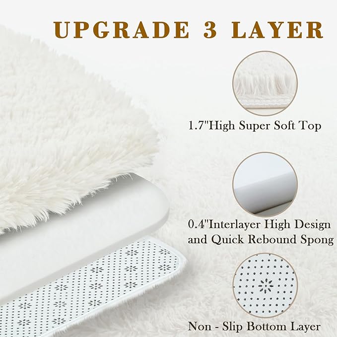 Area Rugs 9x12 Living Room, Cream Large Shaggy Carpet Soft Plush Furry Rug | - Image 4