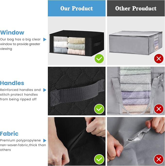 HomeHacks 10-Pack Clothes Organizer Storage Bags, 35L Storage Bins, Reinforced - Image 4