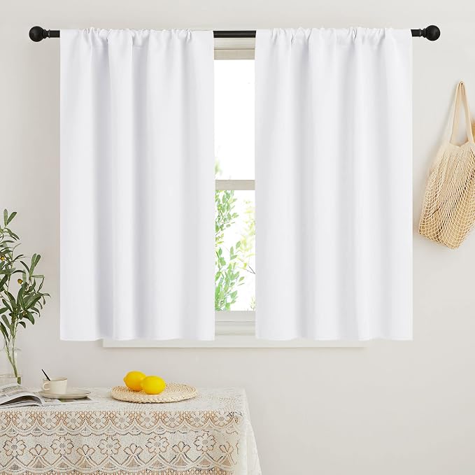 RYB HOME Short Curtains for Bedroom, Room Darkening, Rod Pocket | Thermal by RYBHOME