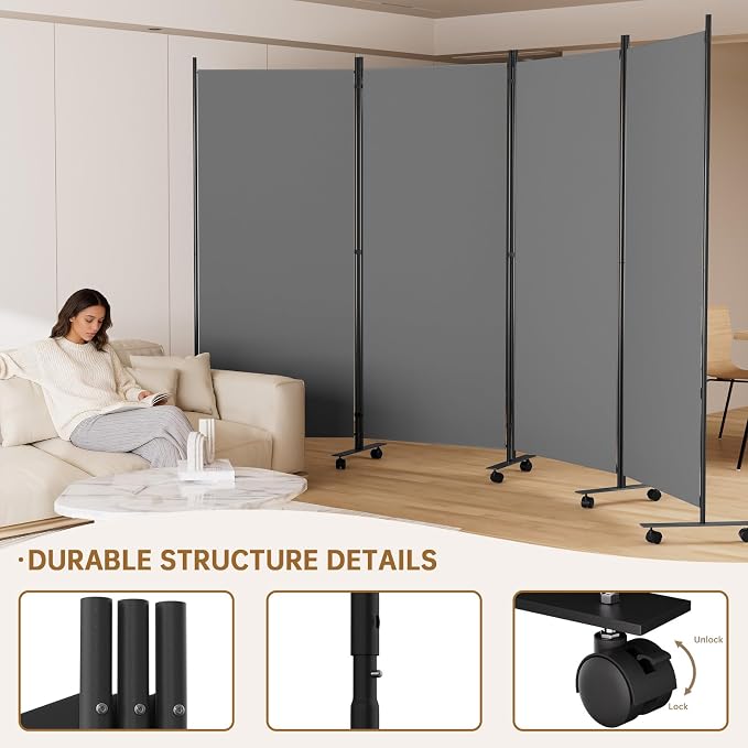 Room Divider 136'' Wide Folding Room Divider Panel - Image 6