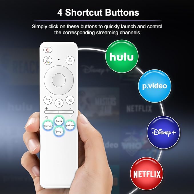Voice Rechargeable Remote for Samsung-Smart-TV-Remote-Control, Replacement Compatible for Samsung Frame QLED Crystal UHD Solar Smart TVs