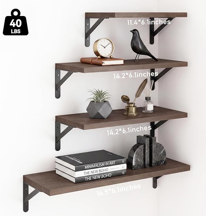 YGEOMER 4 Different Sizes Floating Shelves - Image 3