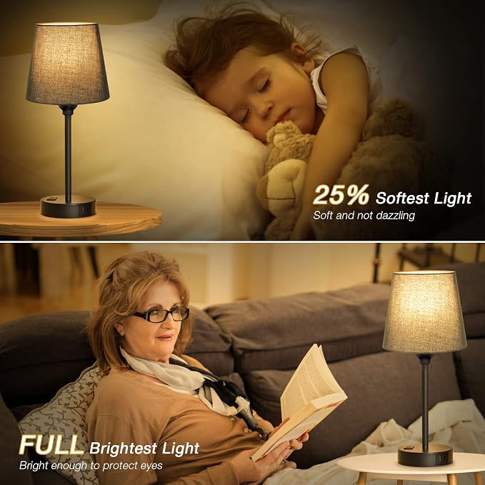 Black Bedside Lamps Set 2 for Bedroom - Image 5