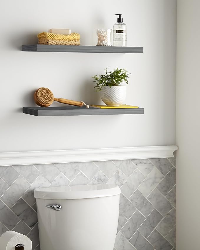 BAYKA Grey Floating Shelves 22.5in, Wall Mounted - Image 4