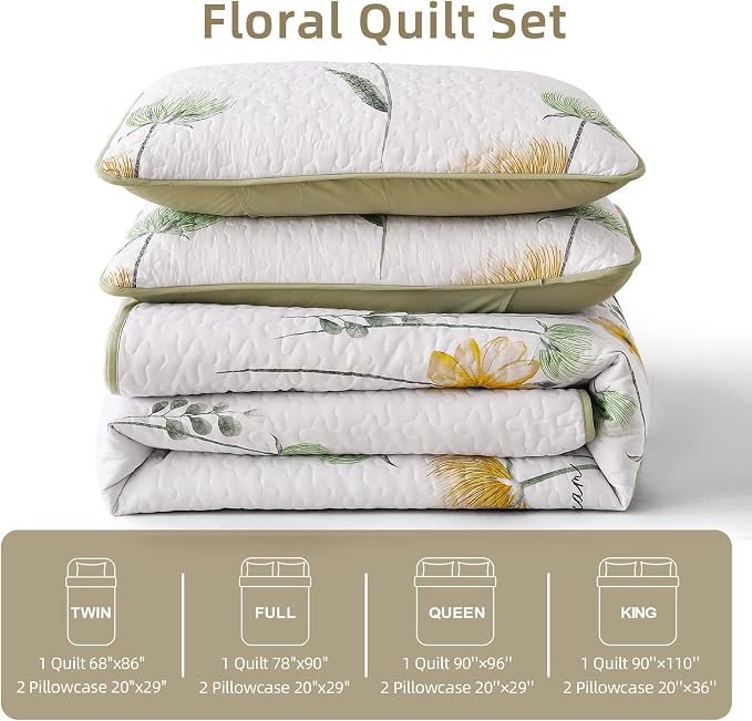 Dinjoy Quilt Set Full Size, Soft Microfiber, Farmhouse Bed Cover - Image 7