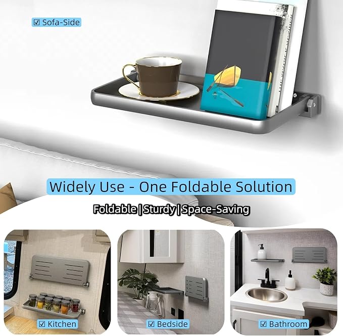 RV Aluminum Foldable Shelf- 12.2x5.5 Wall Mounted Space Saver | Add Extra - Image 5
