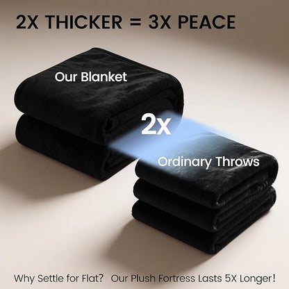 gogobunny Waterproof Bed Blanket, Reversible Sherpa Fleece Throw Blanket for Dog Puppy Cat, Furniture Cover Protects Bed Couch Sofa from Liquid Pee and Pet Fur (Black, 50x60 inches)