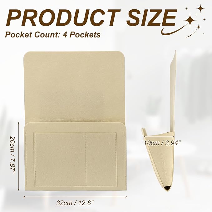 uxcell 4 Pockets Bedside Caddy, Bed Hanging Storage Bag Holder - Image 2