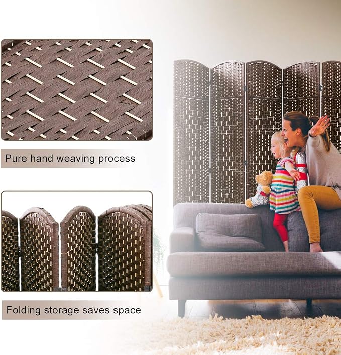 Room Divider 6 Panel Folding Privacy Divider 6 Ft Indoor Wall Divider Portable - Image 4