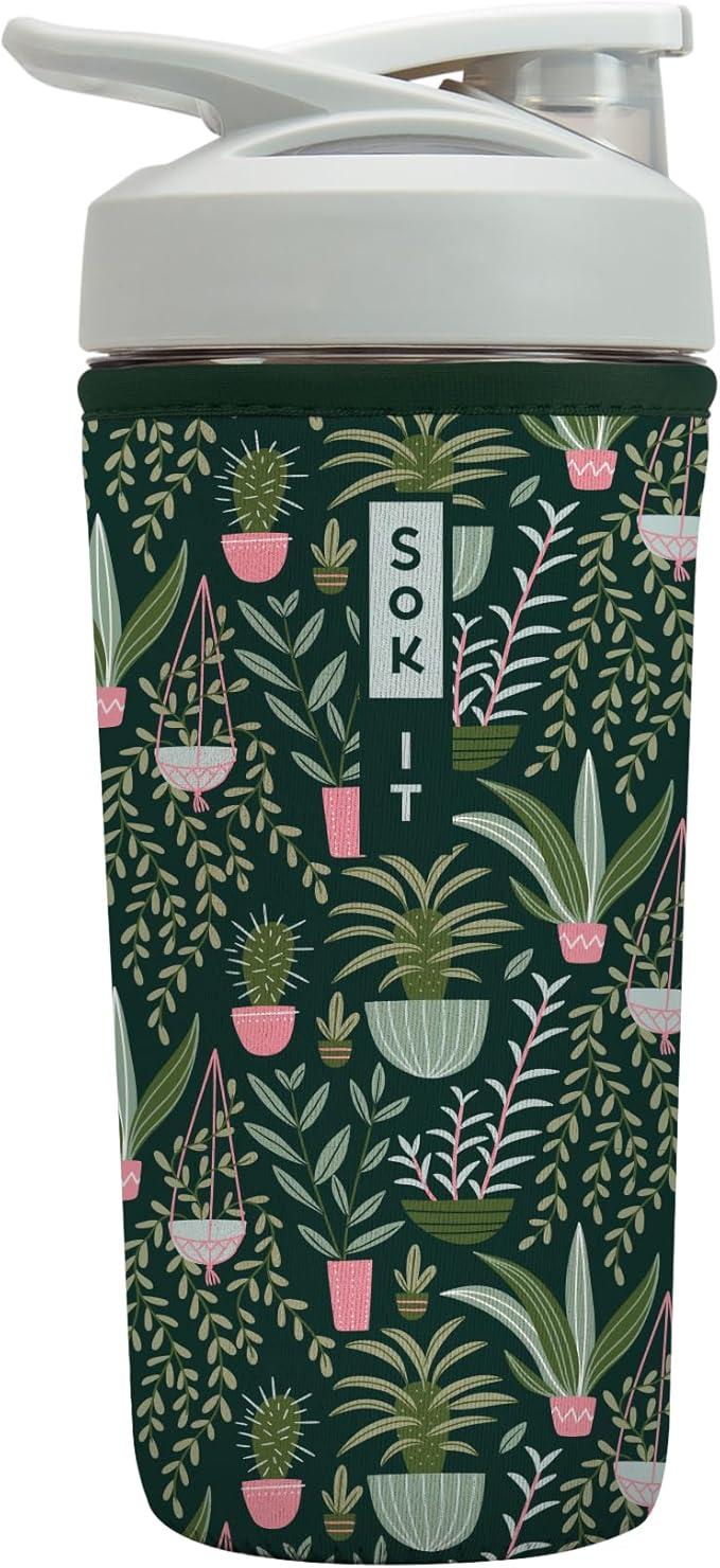 Sok It BotlSok Protein Blender Shaker Bottle Sleeve Insulated Neoprene Cover (Green Living, Fits 28oz Blender)