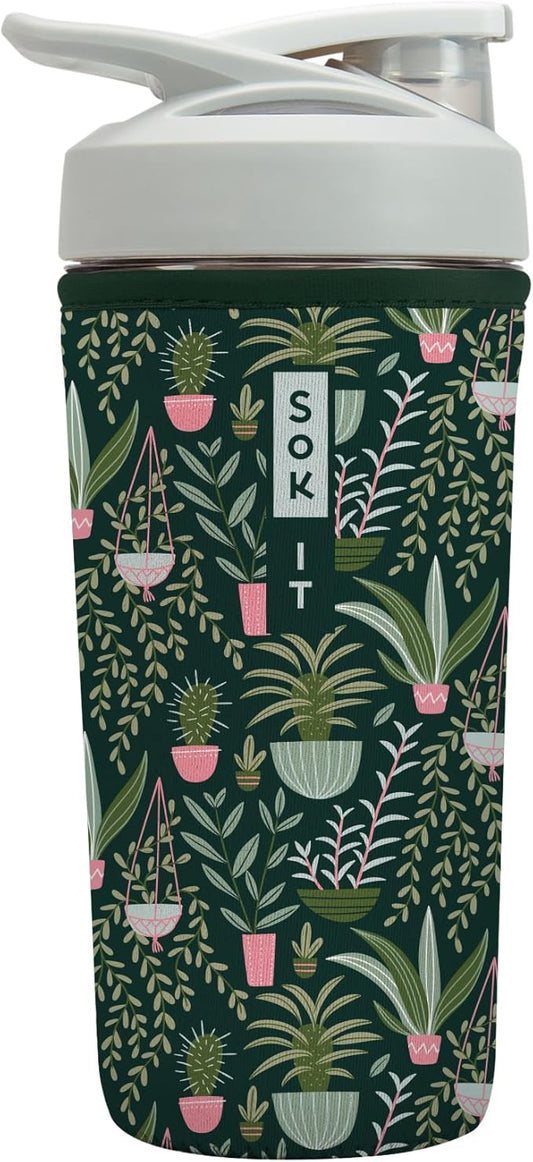 Sok It BotlSok Protein Blender Shaker Bottle Sleeve Insulated Neoprene Cover (Green Living, Fits 28oz Blender)