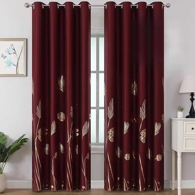 Burgundy Red Blackout Curtains for Living Room 108 Inches Long, Room Darkening by ESTELARTEXTILER