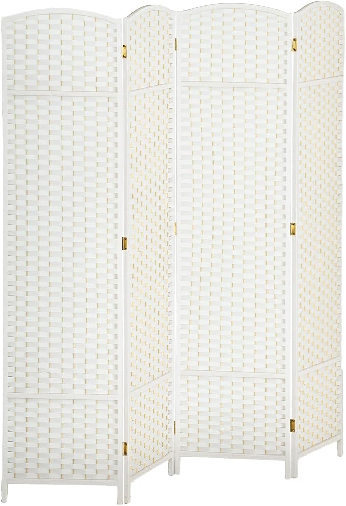 HOMCOM Room Divider 4 Panel Folding Privacy Screen 5.6' Tall Brown | by HOMCOM