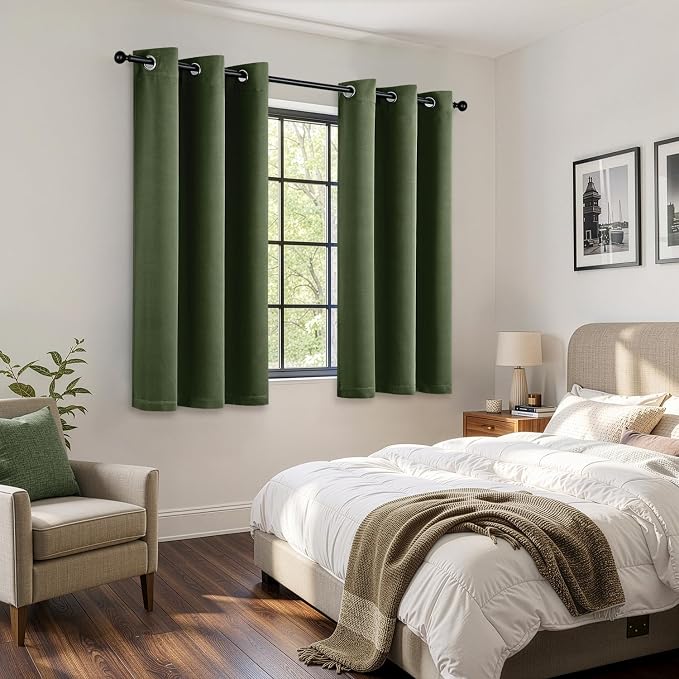 Olive Green Blackout Curtains for Bedroom Living Room W40 x L63 Inch | 63 Inch - Image 5