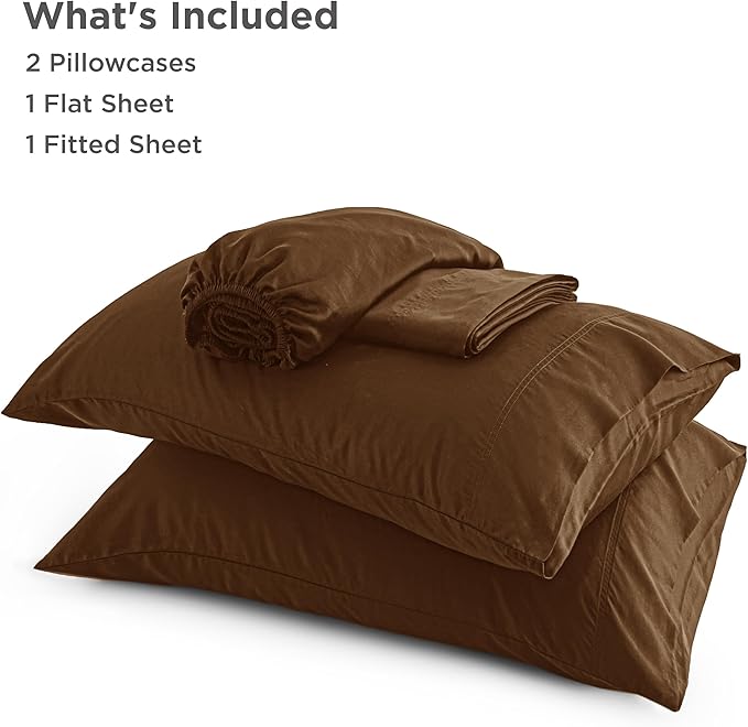 Bedsure California King Sheet Sets, Cooling Sheets for Hot Sleepers, Rayon Derived from Bamboo, Breathable & Soft, Deep Pocket Up to 16 Inches, Hotel Luxury Silky Bedding, Brown