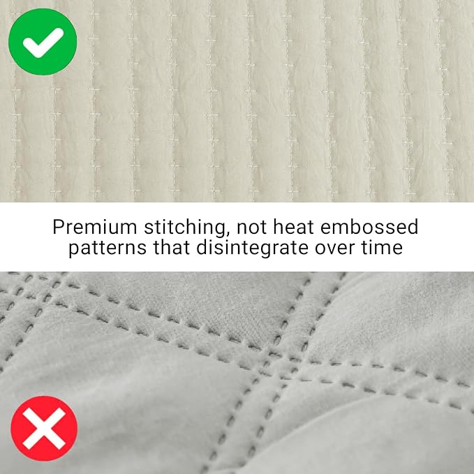 King Size Quilt- Lightweight Bedspreads Oatmeal King Quilt Bedding Set | Soft - Image 3