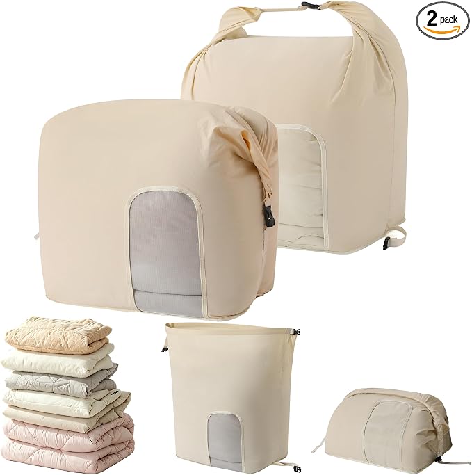 2-Pack Roll Top Comforter Storage Bag, Blanket Storage Bags | Taslon Fabric by Fivaran