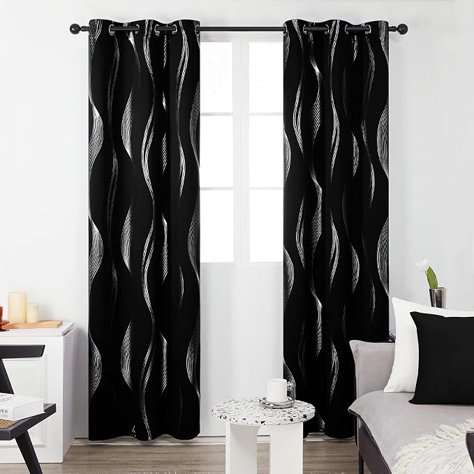 Deconovo Curtains for Living Room, Pattern Blackout Curtains 72 Inches Long | - Image 2