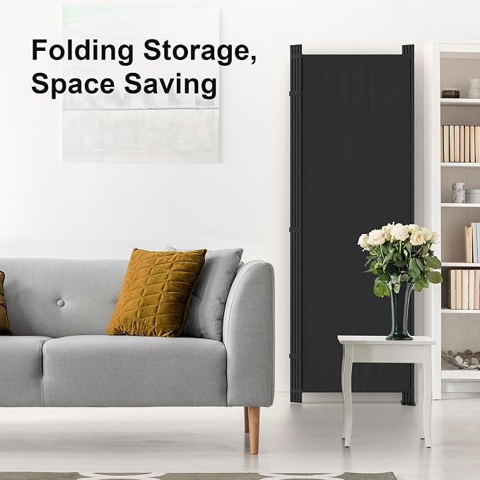 Room Divider 4 Panel Partition Room Dividers & Folding Privacy Screens w/ 3 - Image 9