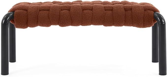 Merax 41" Teddy Fabric End of Bed Bench, Upholstered Window Seat - Image 4