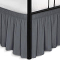 Biscaynebay Wrap Around Bed Skirts with Split Corners for Queen Beds 16" Drop, Dark Grey Elastic Dust Ruffles Adjustable Easy Fit Wrinkle & Fade Resistant Silky Luxurious Fabric Machine Washable
