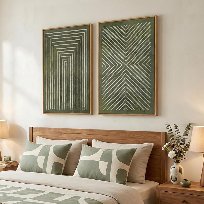 Large Framed Green Abstract Wall Art - Image 2
