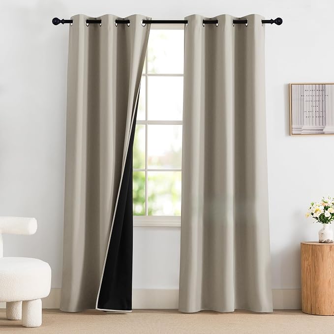 NICETOWN Bedroom Curtains 84 Inches Length, 100% Blackout Drapes Thermal by NICETOWN