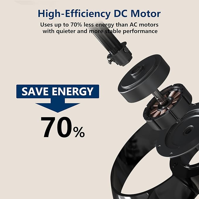 FANX 22 Inch Ceiling Fan with Light and Remote, Quiet DC Motor, Dimmable LED, Reversible 3-Speed Control, Easy Installation Flush Mount Fan for Small Rooms (Black)