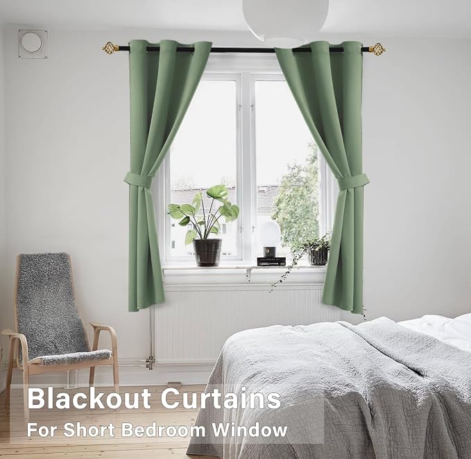 KOUFALL 48 Inch Curtains Long Short Length, Sage Green - Image 7